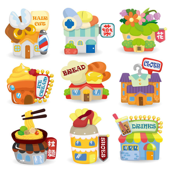 Cartoon houses 01 - vector material
