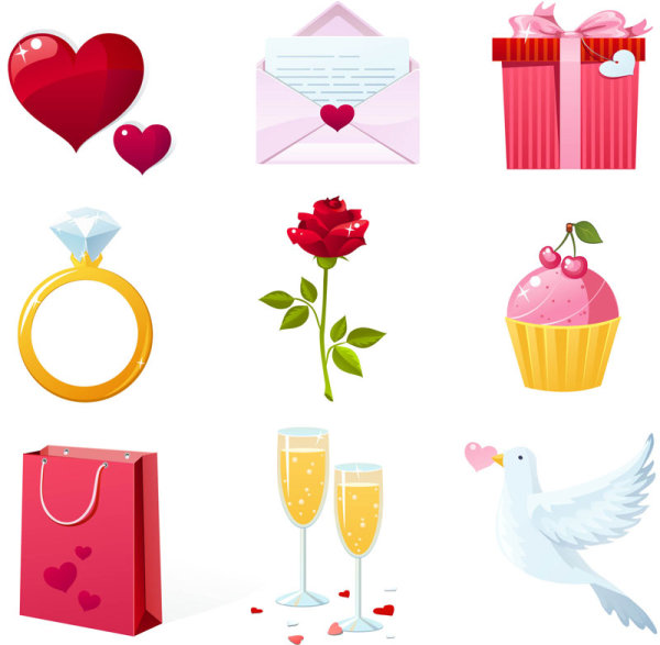 Valentine's elements - vector