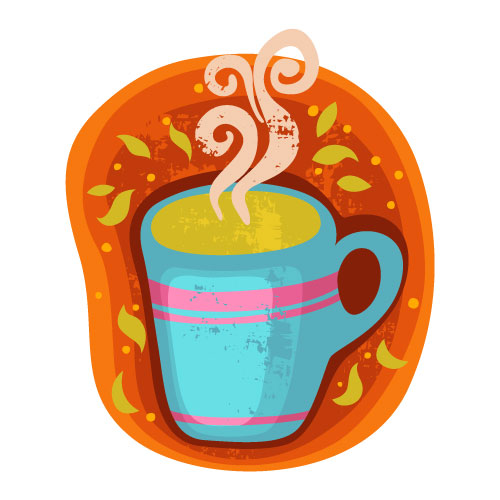 Cartoon coffee cup stickers 02 - vector material