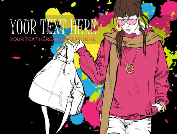 Fashion beauty 04 - vector material