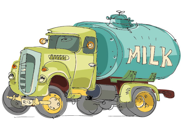 Hand-painted cartoon car 01 - vector