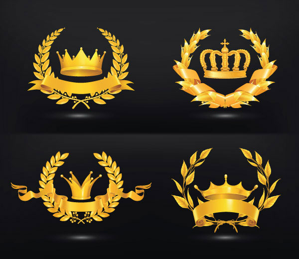 Gold medal icon vector material -2