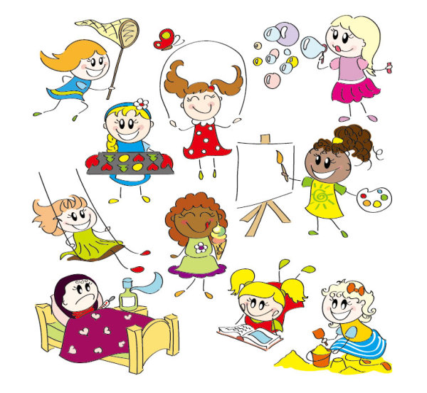 Cute line art illustrator 02 - vector material