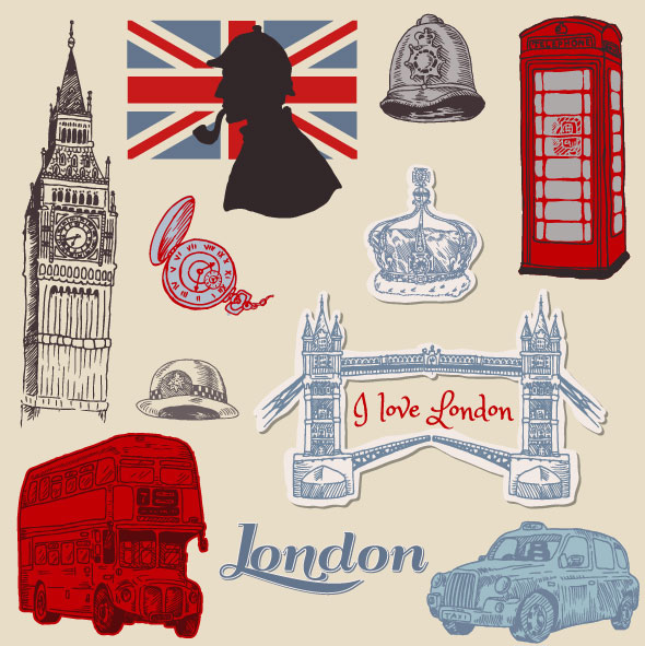 Urban characteristics stickers 01 - vector material