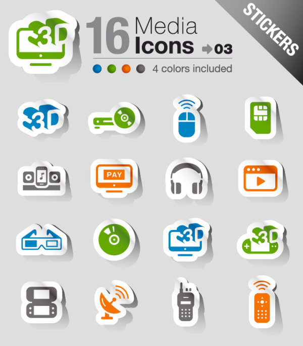 Delicate electronic products stickers 03 - vector