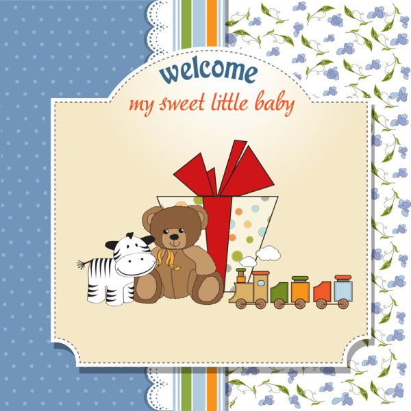 Cartoon children card 03 - vector material