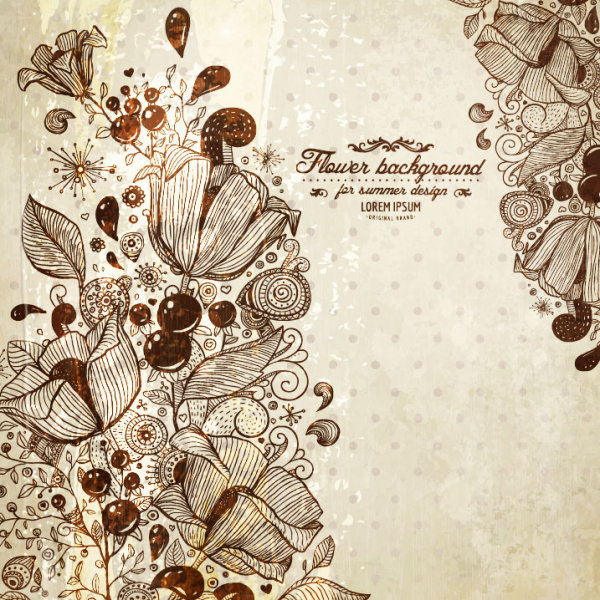 Retro pattern line draft background 01 - vector material