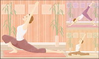 Yoga movement of female vector material