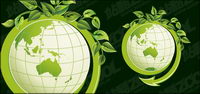 Green leaves with the vector of the earth material
