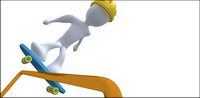 3D skate-boarding and little picture material