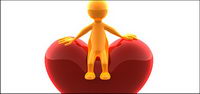 3D sitting in the little heart-shaped picture on the material