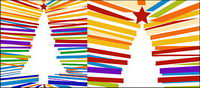 Colorful Christmas tree lines spell vector material