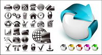 Black and white and three-dimensional icon vector material
