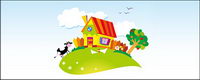 Vector cartoon landscape material