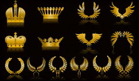 Golden wings wheat crown vector material