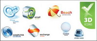 Exquisite collection of three-dimensional icons 2 vector material