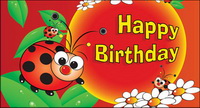 Figure lovely birthday greeting vector material