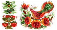 Hand-painted style floral decoration vector material