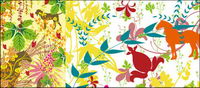 Profusion plants and animals silhouette vector of material