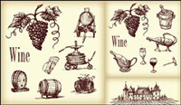 Vector line drawing wine