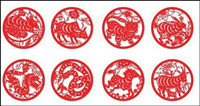 Zodiac paper-cut vector material