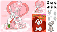 Cute cartoon rabbit - Vector