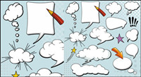Cartoon-style mushroom cloud layer dialog 04-- vector material