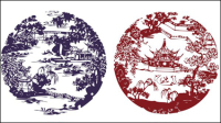 Landscape architecture paper cutting - vector material