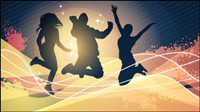 Dynamic trend of the flow line figure silhouette 03-- vector material