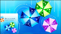 Fashion printed umbrellas design background vector material -2