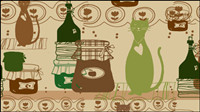Cat cartoon background 05-- vector material