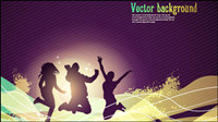 Dynamic trend of the flow line silhouette figures 01 - Vector