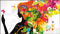 Beautiful fashionable silhouette 01 - Vector