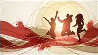 Dynamic trend of the flow line figure silhouette 05-- vector material