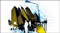 Trend of the elements with urban silhouette 04 - vector