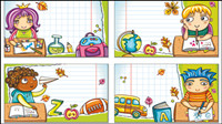 Cute colorful cartoon boys and girls 02 - Vector picture