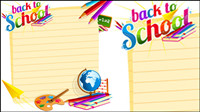 Cartoon school supplies 01 - vector