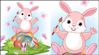 Cartoon rabbit and the egg 03 - vector
