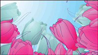 Hand-painted tulips Vector -3 