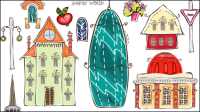 Cartoon city element vector material -3