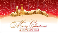 Cartoon Christmas house background 04 - vector