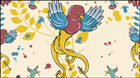 Cartoon love birds pattern 02 - vector material