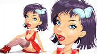 Cartoon woman illustrator 03 - vector material