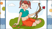 Cartoon girl card 01 - vector material