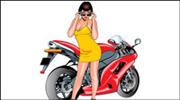 Sexy beauty and sports car 04 - vector material