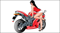 Sexy beauty and sports car 03 - vector material