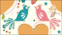 Cartoon love birds pattern 05 - vector material