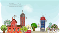 Cartoon city element vector material -2