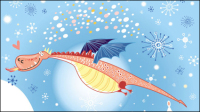 The cartoon dragon image 06 - vector material