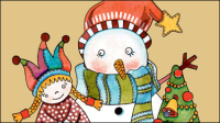 Christmas cartoon illustrator 01 - vector material